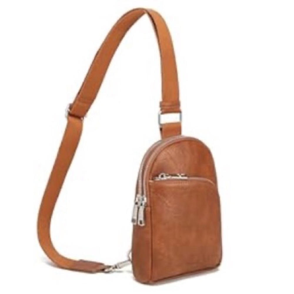 Brown Vegan Leather Crossbody Bag